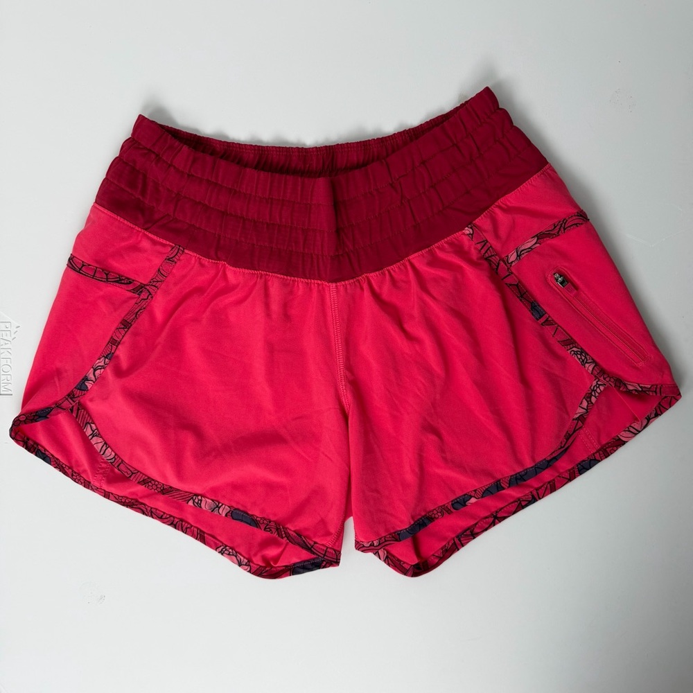 Lululemon Run Speed Short Linerless Pink Running Shorts Zip Pocket Size 4